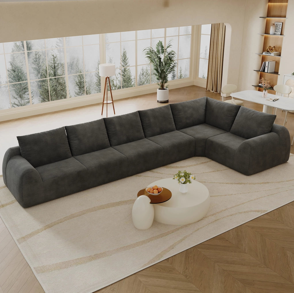 Divano in ciniglia grigio scuro 401x200x85 cm