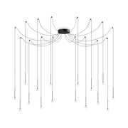 Sospensione Industrial-Minimal Lucciola Metallo Nero 16 Luci Led 16W 3000K