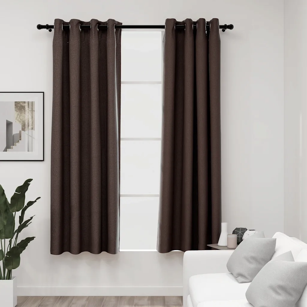 Tende Oscuranti | Tende Blackout Effetto Lino con Occhielli 2 pz Talpa 140x175cm