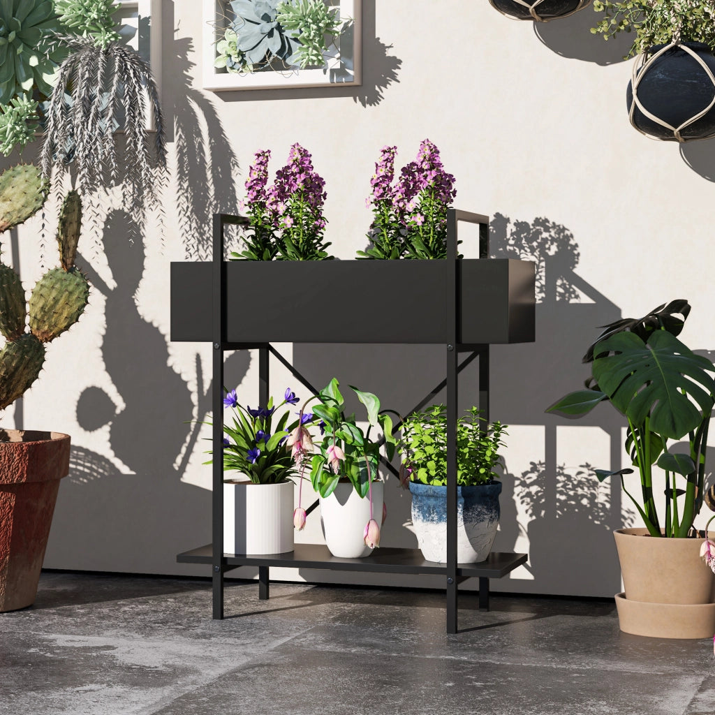 PORTAFIORI a 2 livelli 60 x 25 x 70 cm Metallo nero