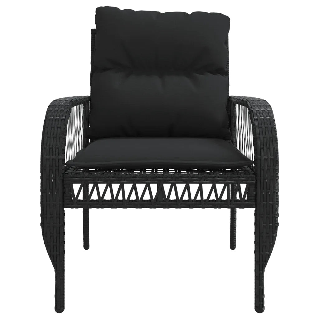 Set Divani da Giardino 4 pz | Set Salotto da Giardino con Cuscini Nero in Polyrattan