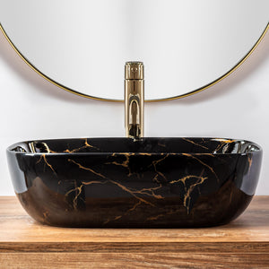 Lavabo Da Appoggio Rea Belinda Black Marble Shiny