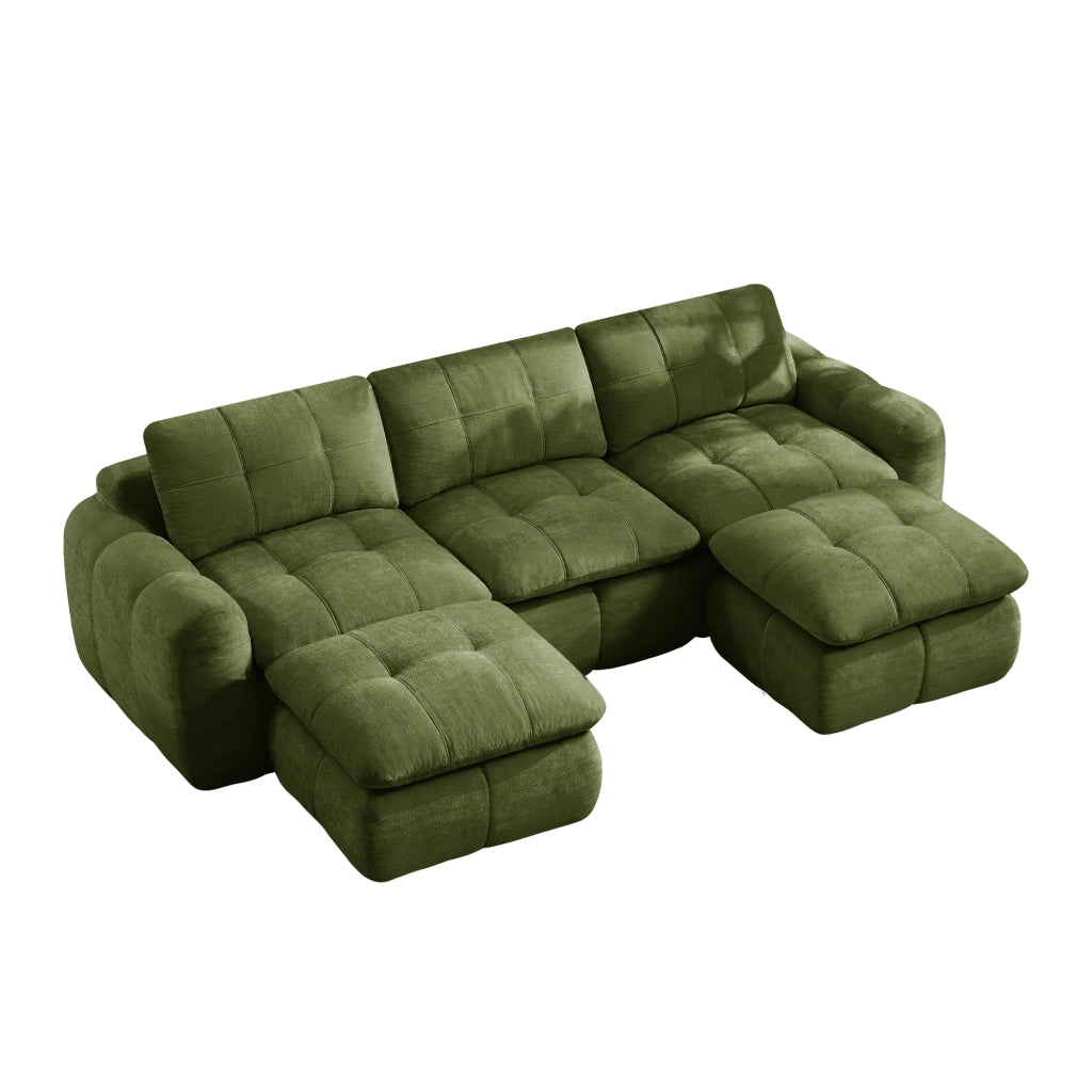 Divano modulare 3 posti - con seduta ergonomica e moduli separabili - in chenille verde