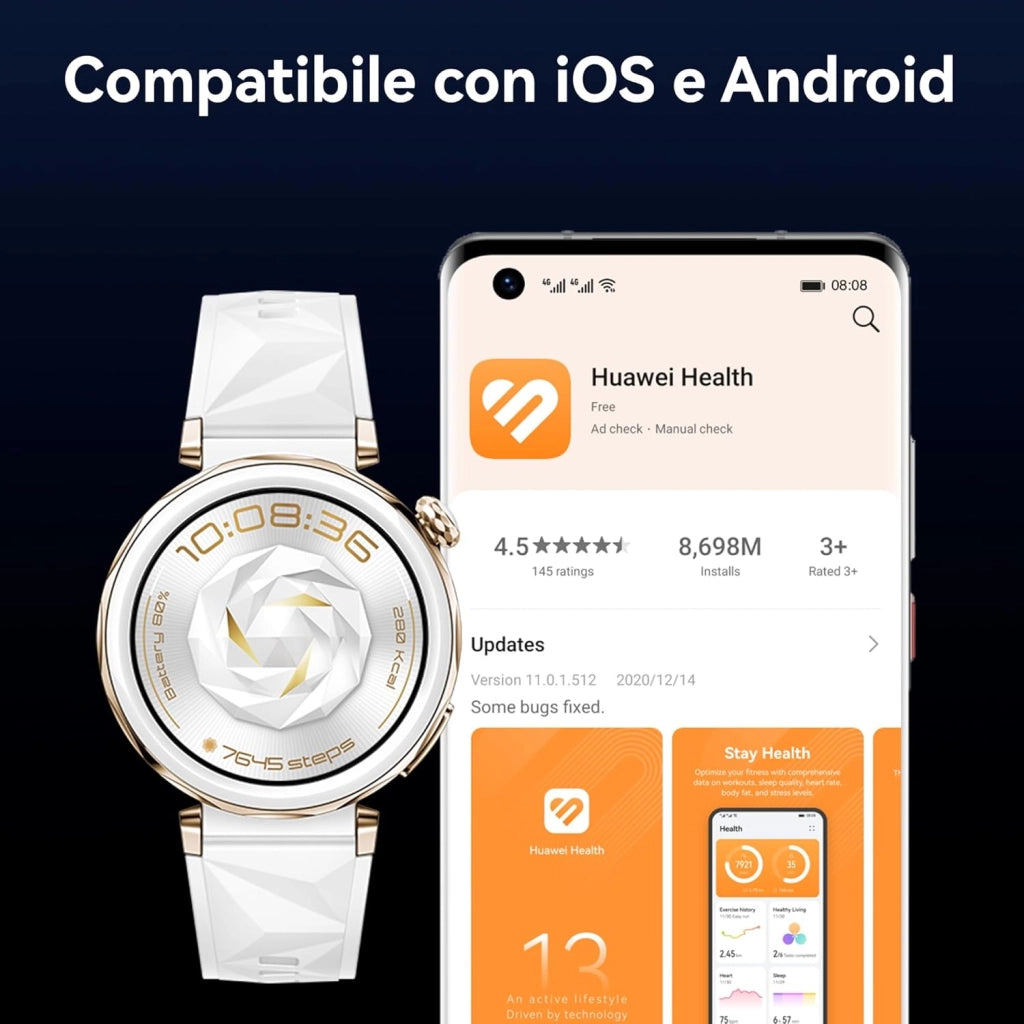 HUAWEI WATCH GT 5 Pro 42mm Smartwatch, Design Elegante, Nuova Modalità Corsa e Ciclismo, Monitoraggio della Salute, 7 Giorni di Durata, GPS, Chiamata Bluetooth, iOS e Android, Ceramica Bianca