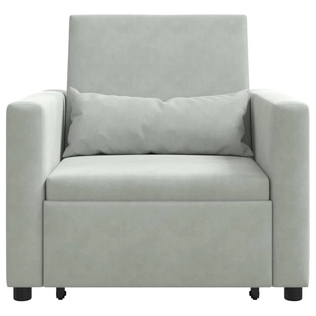 vidaXL Divano Letto Singolo Grigio chiaro 90 x 165 x 87 cm Velluto