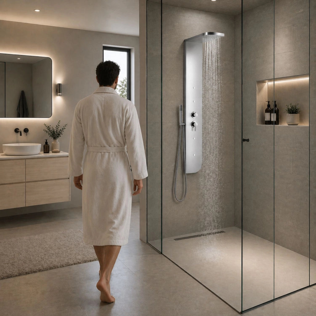 Colonna doccia acciaio inox 3 funzioni 4 bocchette idro lombari l20xp50xh150 005b *** finitura- cromo lucido, confezi...