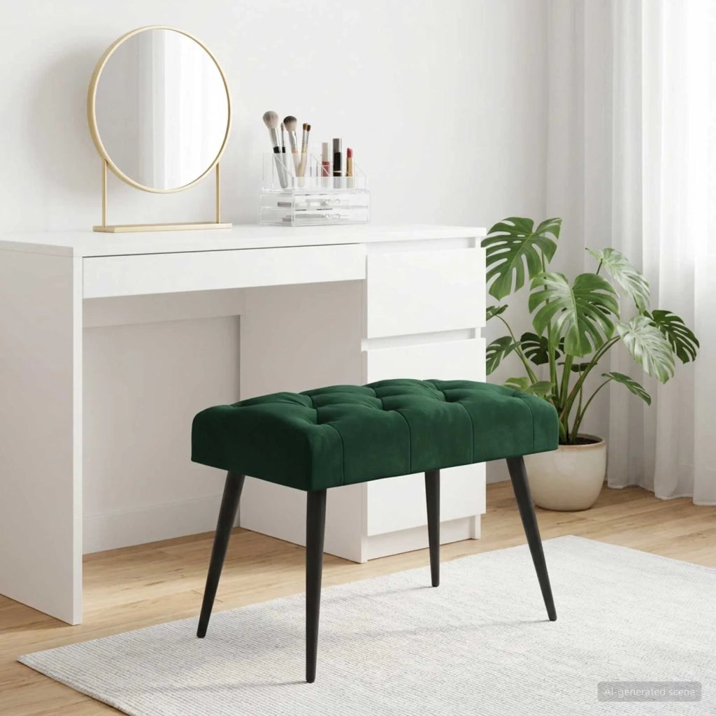 Panchina con bottoni imbottiti Verde Scuro 60 x 40 x 45 cm 42038545