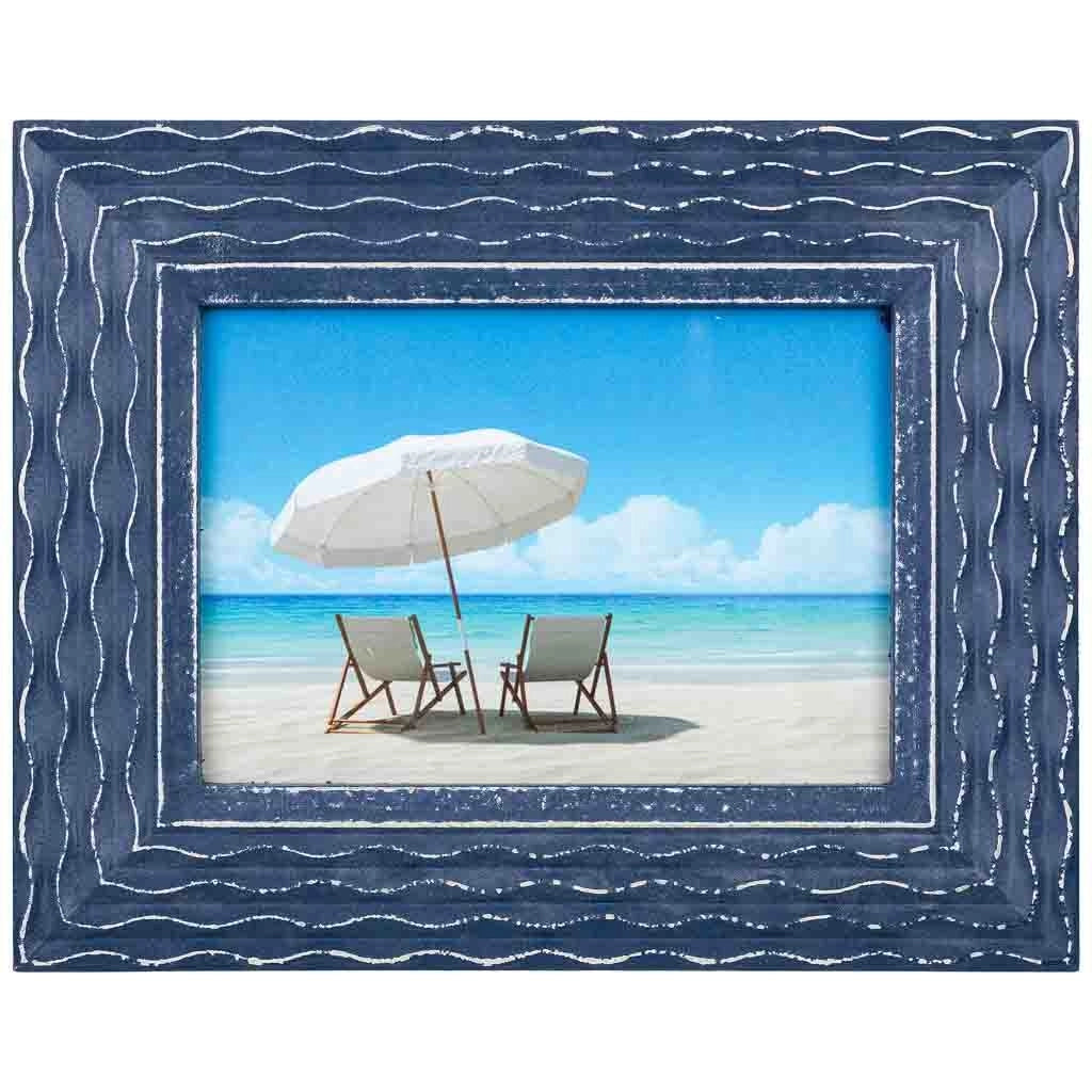 Cornice portafoto in legno blu, 19 x 16 cm (altezza), 25.5x1.5x20.5 cm (altezza)