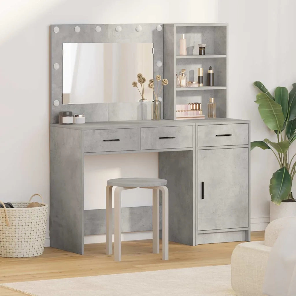 Toeletta | Tavolo da Trucco con cassetto 2 pz Grigio Legno multistrato