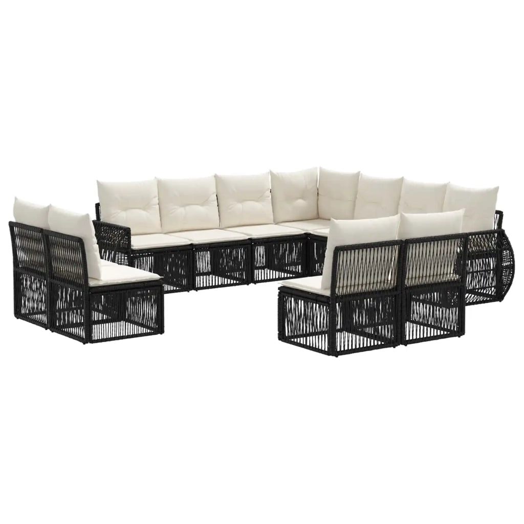 Set Divano da Giardino 11 pcs Nero e Bianco Crema polyrattan 3435451