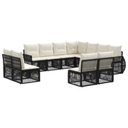 Set Divano da Giardino 11 pcs Nero e Bianco Crema polyrattan 3435451