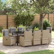Set da Pranzo Giardino  9 Pezzi in Polyrattan Beige