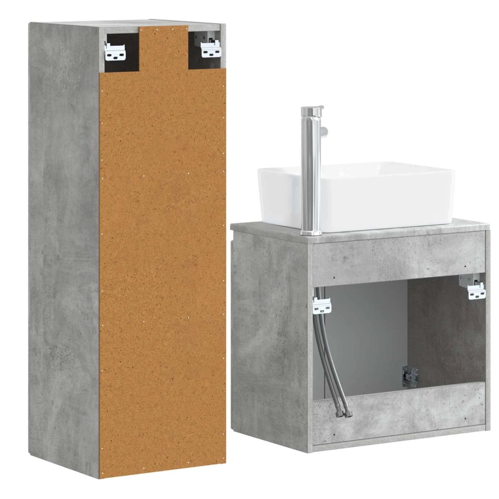 Set di mobili per il bagno 2 pz Grigio Cemento 3406126
