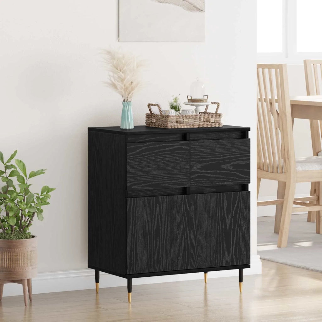 Credenza con cassetto Rovere Nero 60 x 35 x 70 cm 881725