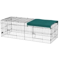 Gabbia per Conigli da Esterno e Interno con Tettuccio in Acciaio, 220x85x70cm, Verde