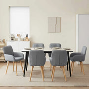 Sedie da pranzo 6 pz Tessuto Grigio Chiaro 56,5 x 50 x 87,5 cm 3428201