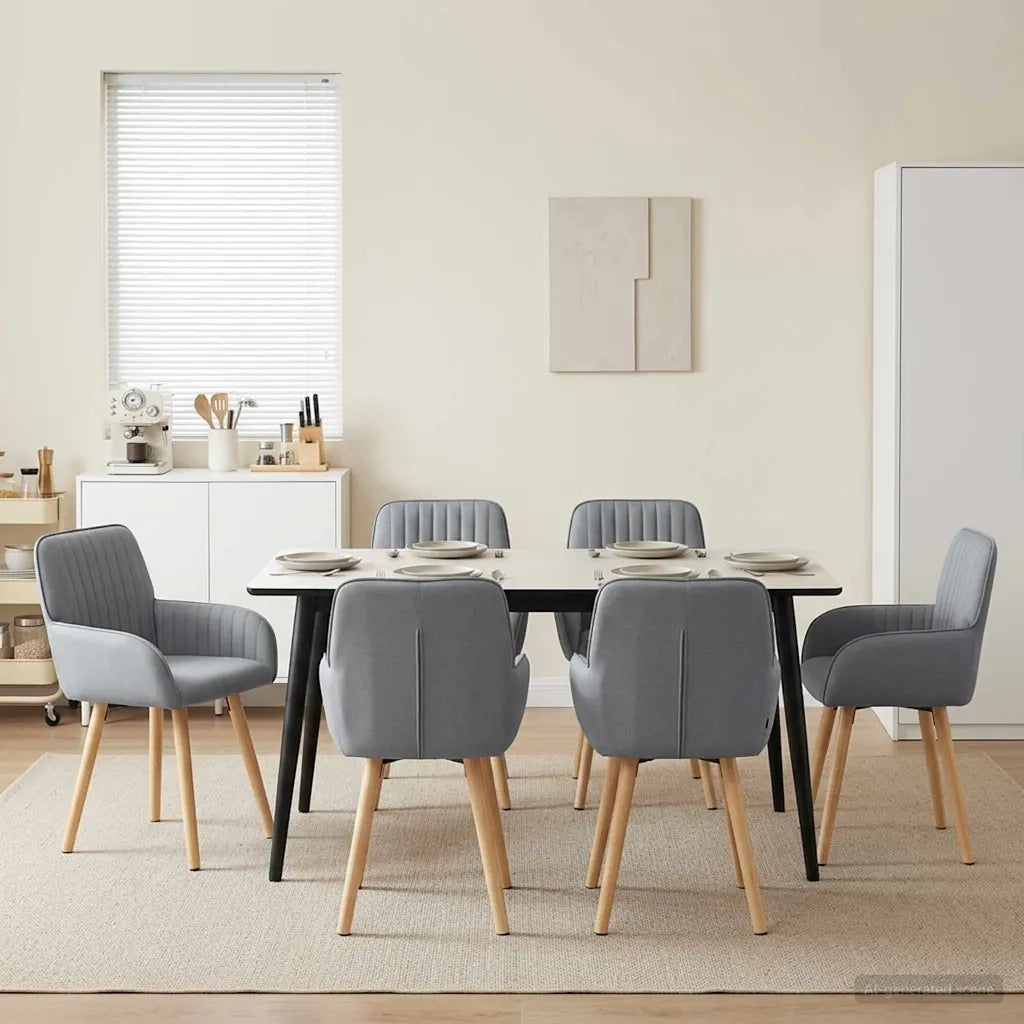 Sedie da pranzo 6 pz Tessuto Grigio Chiaro 56,5 x 50 x 87,5 cm 3428201