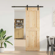 Porta scorrevole NARVIK Naturale e Nero 70 x 210 cm (152,5 cm) 3445299