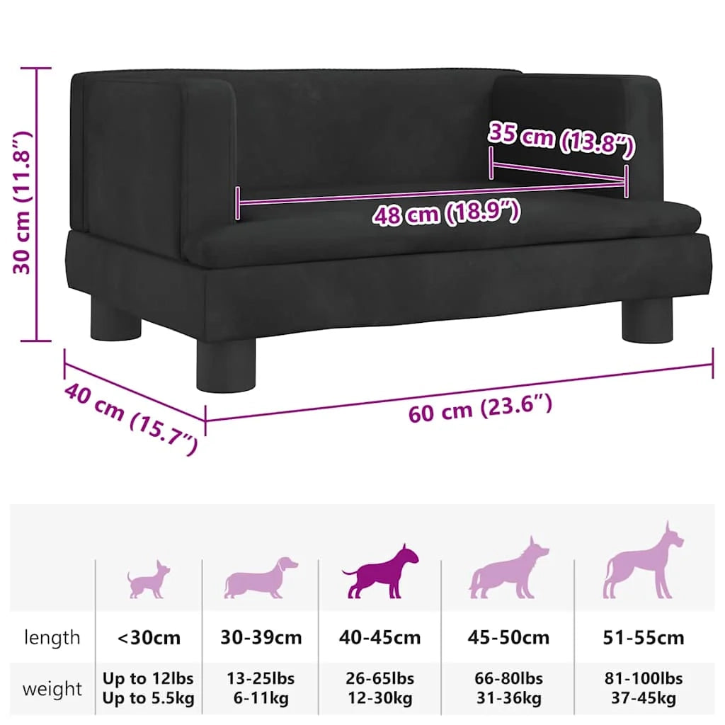 Cuccia per cani con cesto divano confortevole 60 x 40 x 30 cm velluto nero 02_0042729