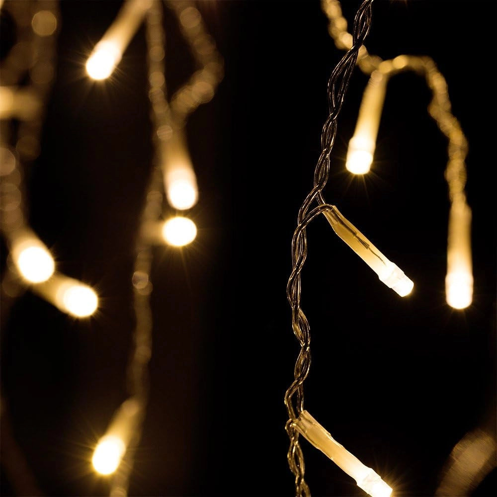 Deuba Luci Natale Balcone Esterno Interno 600 LED Bianco Caldo Telecomando 8 Modalità Timer Dimmerabile Lucine Natalizie a Cascata