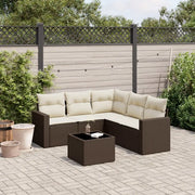 Set Divano da Giardino 6 pz con Cuscini Marrone in Polyrattan 3218953