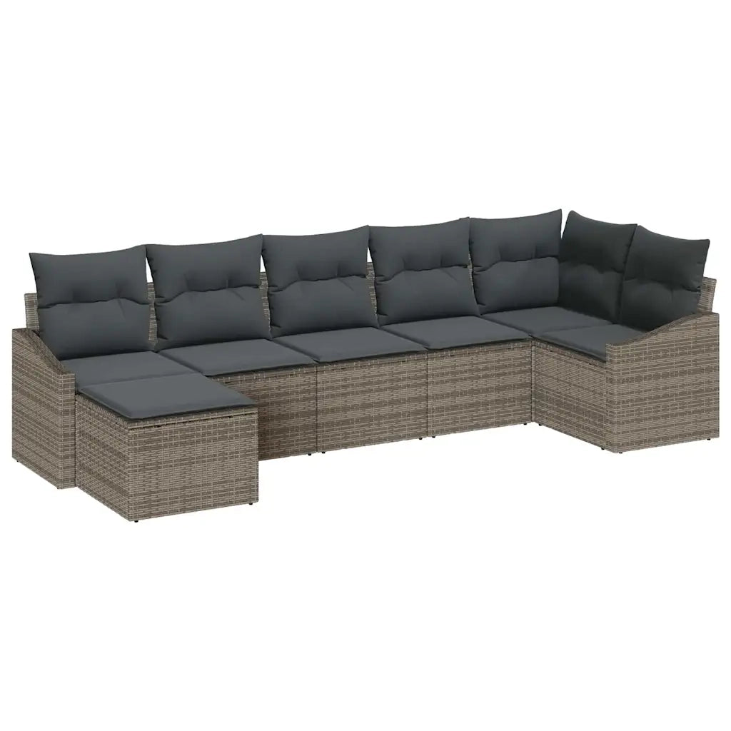 Set Divano da Giardino con cuscino 7 pcs Grigio polyrattan 3355478