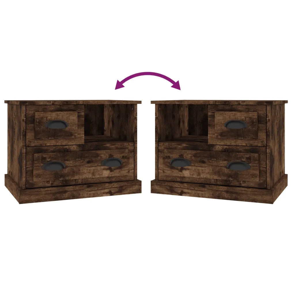 Comodino | Armadio da Notte | Mobiletto da notte Rovere Fumo 60x39x45 cm
