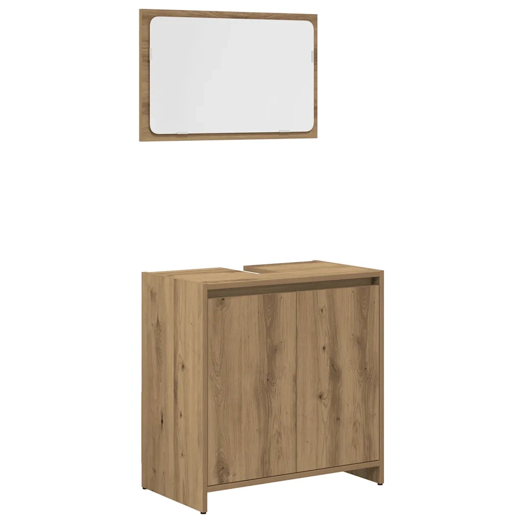 Set Mobili da Bagno 4 pz Rovere Artigianale Legno Multistrato