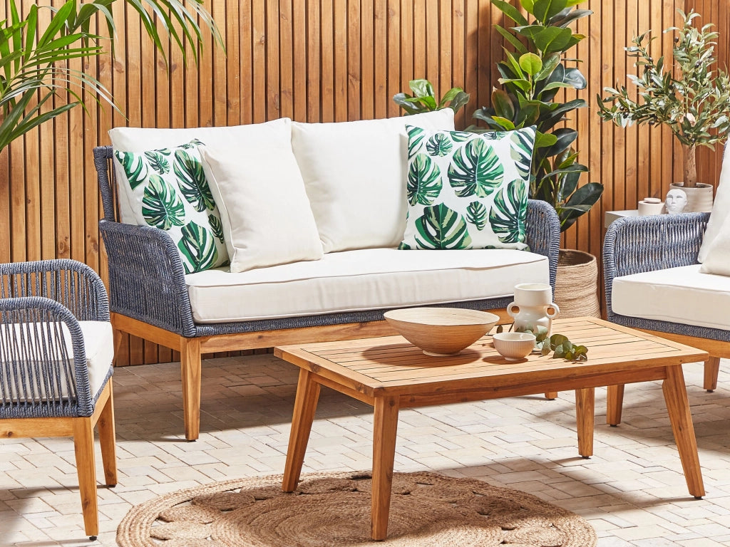 Set di 2 cuscini da esterno in poliestere verde 45 x 45 cm motivo foglia Monstera stampa giardino patio