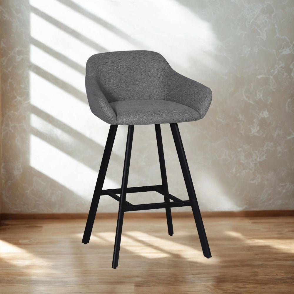 Sgabello Mey grigio cenere con seduta imbottita e gambe in metallo nero – Eleganza e comfort per la zona snack