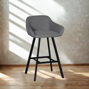 Sgabello Mey grigio cenere con seduta imbottita e gambe in metallo nero – Eleganza e comfort per la zona snack