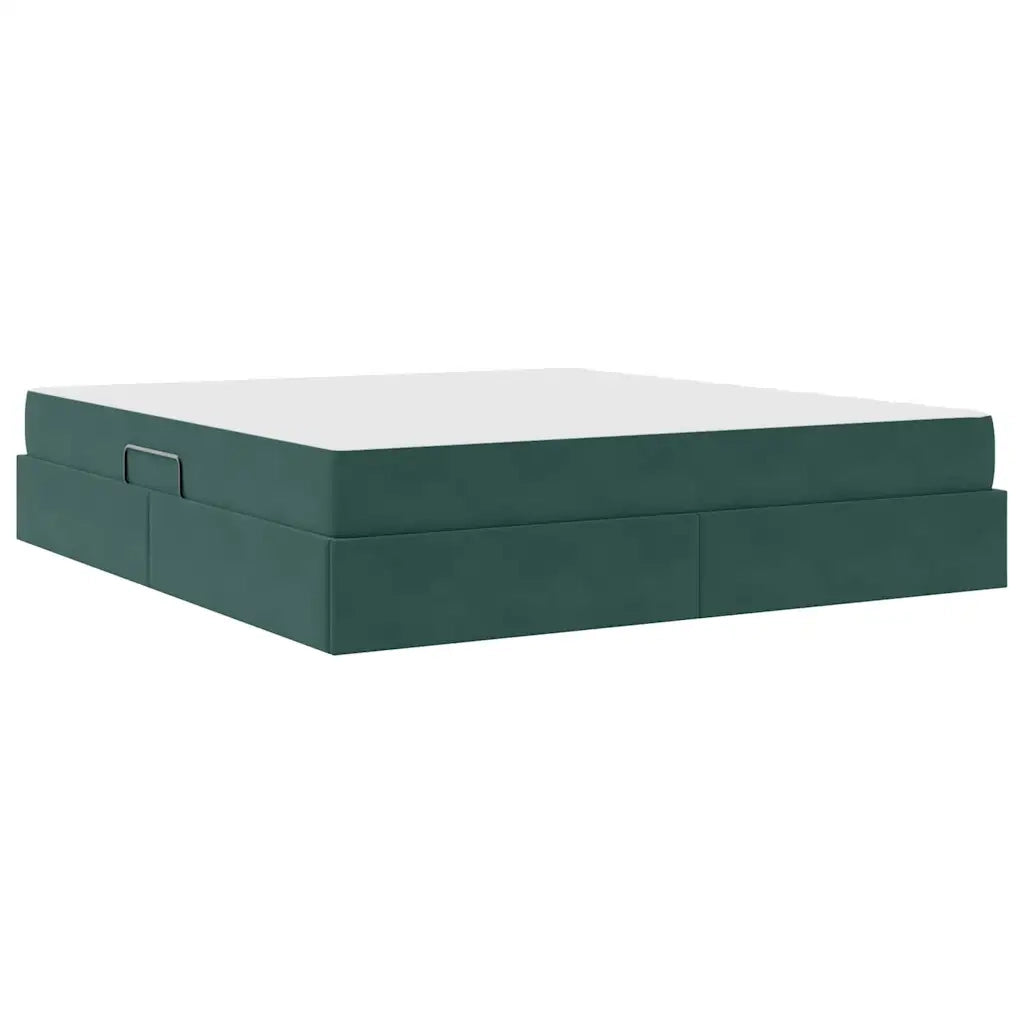 Letto con contenitore e materasso Verde Scuro 180 x 200 cm 3399739