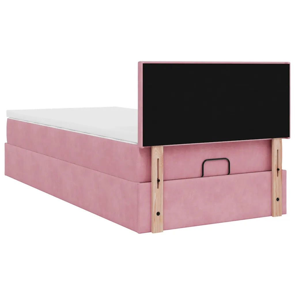 Struttura Letto Pouf con Materasso Rosa 100x200 cm Velluto 3312535