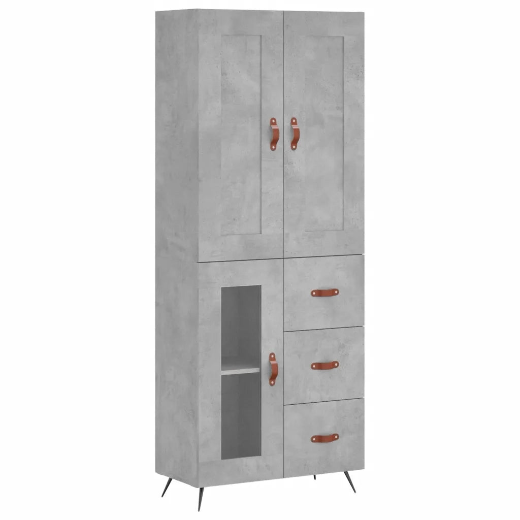 Credenza | Madia | Buffet da pranzo | Armadio da pranzo Grigio Cemento 69,5x34x180 cm in Legno Multistrato