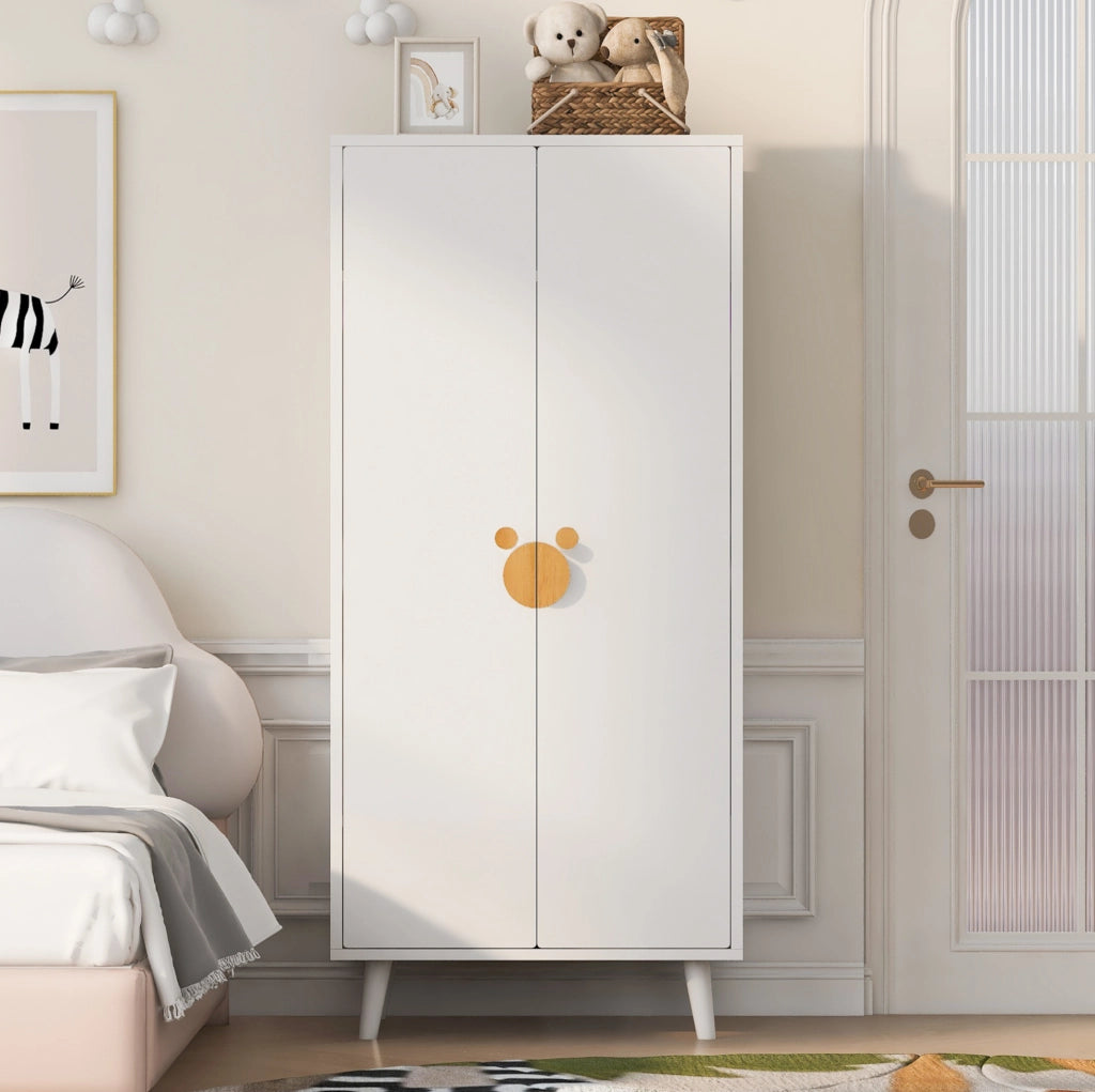 Armadio a due ante 70 x 55 x 170 cm in MDF; bianco; con vani interni e piedi rialzati