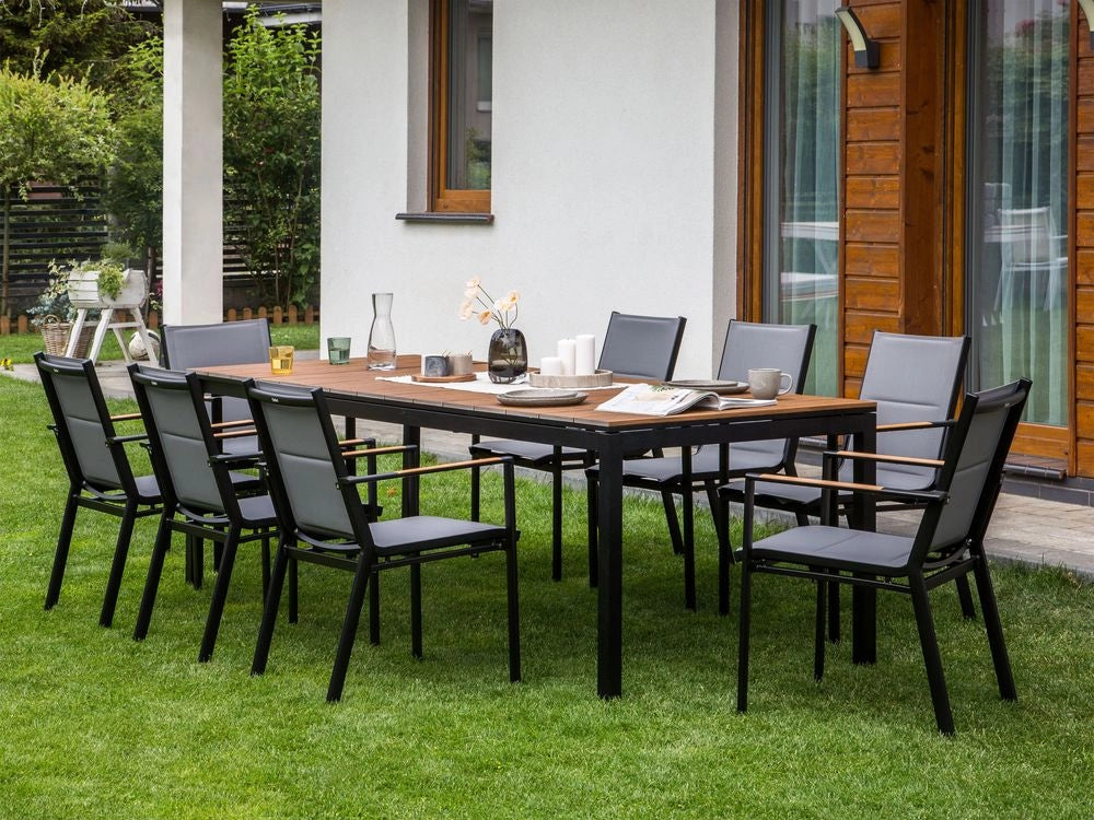 Tavolo da giardino allungabile alluminio color legno chiaro 198/248 x 90 cm Mobili da giardino per esterni in stile moderno