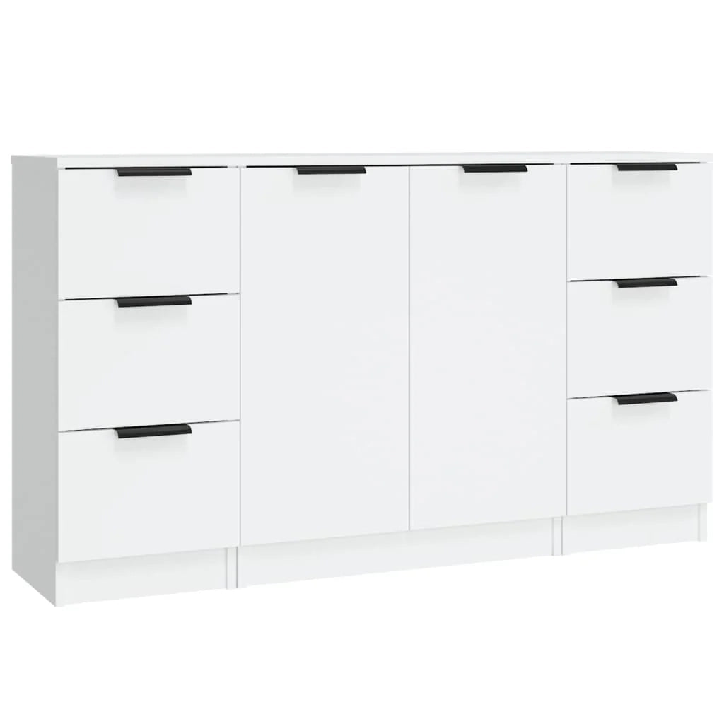 Buffet credenza cassettiera armadio mobile contenitore organizer per cucina soggiorno salotti 3 pezzi legno ingegnerizzato bianco 02_0036996