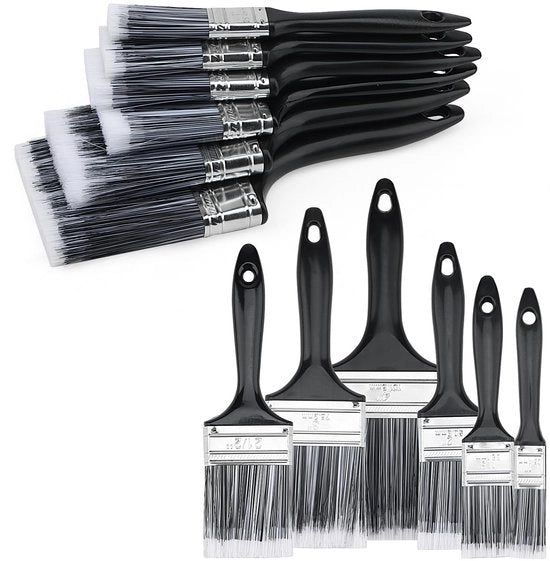 Set di pennelli 12 pezzi - Pennelli a spazzola piatta - Setole di alta qualità - Facile da pulire - Adatto per pareti/plafoni - Diversi diametri - Pennelli a spazzola per verniciare