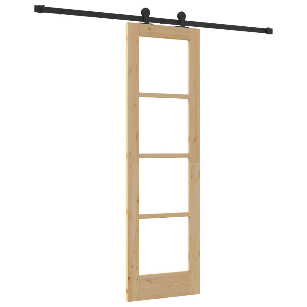 Porta Scorrevole  con Set di Accessori 'ORKDAL'Legno Massello e Vetro