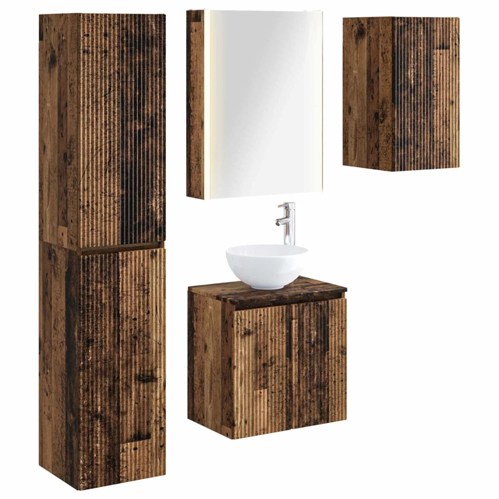 Set di Armadi da Bagno 5 pcs Legno antico 53 x 15,5 x 70 cm 3407309