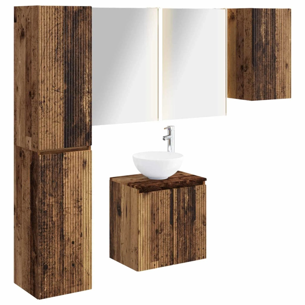 Set di Armadi da Bagno 5 pcs Legno antico 53 x 15,5 x 70 cm 3407309