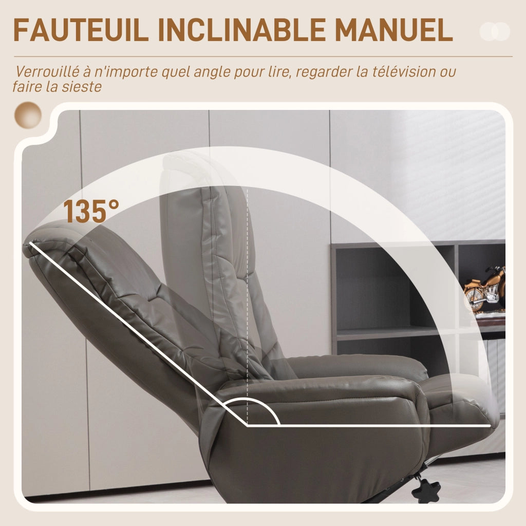 Poltrona Relax Reclinabile Massaggiante con Poggiapiedi ¨C Zephmum ¨C Grigio Velluto