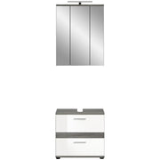 Set di mobili da bagno WILLIAM – Grigio scuro e bianco – 60x191x34 cm – Con LED