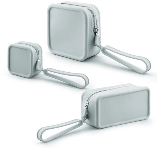 Set di siliconi per trucco - impermeabile - set da 3 - grigio - organizzatore morbido