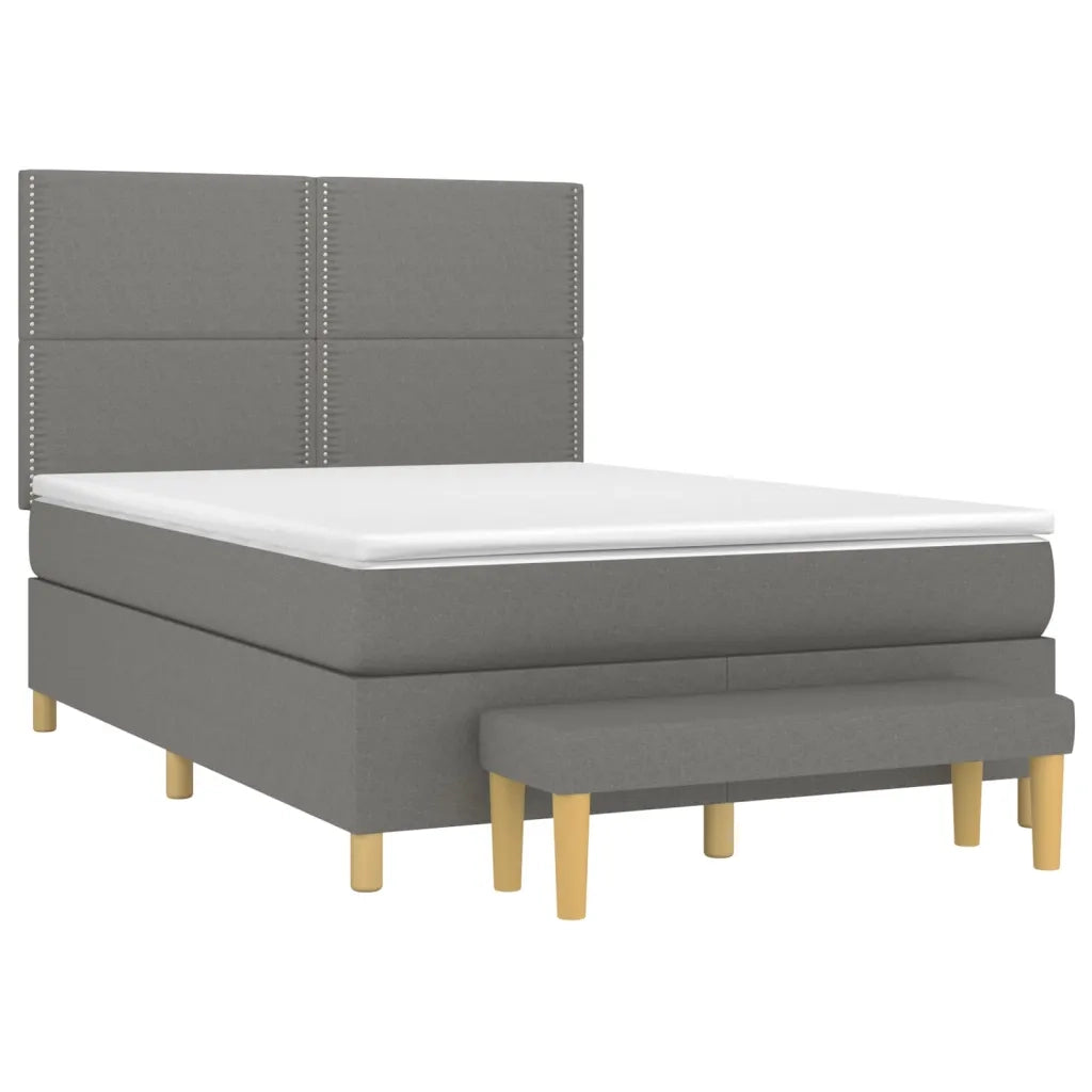 Giroletto a Molle con Materasso Grigio Scuro 140x190 cm Tessuto 3137070