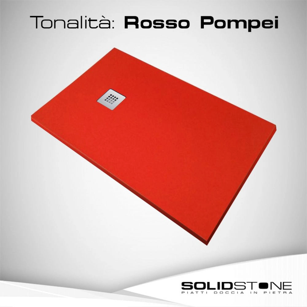 Piatto doccia in pietra SOLIDSTONE alto 2,8 cm - ROSSO POMPEI RAL 3002 - Misura: 80x160 x 2,8h