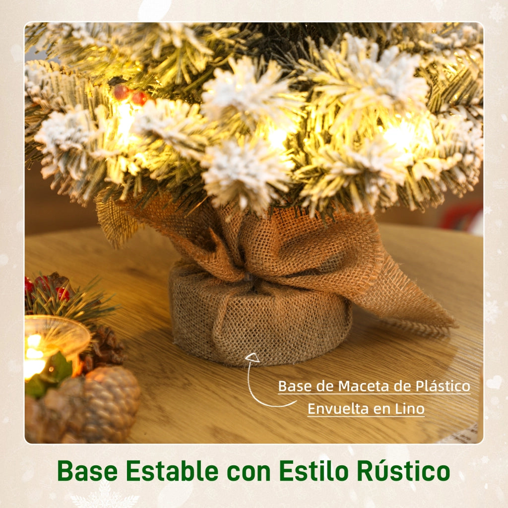 Albero di Natale Artificiale 60 cm con Luci LED ¨C Minimal ¨C Verde con Neve