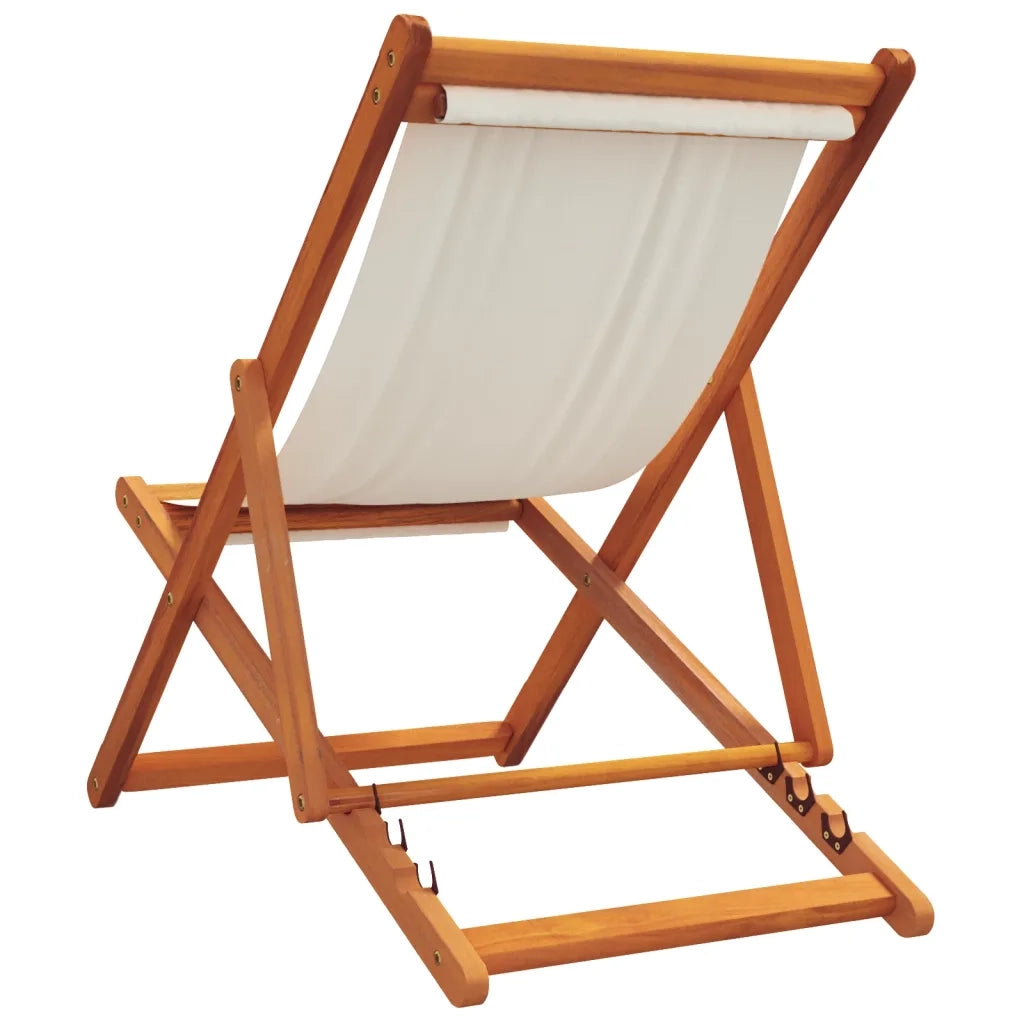 Sedie da Spiaggia Pieghevoli 2 pz Bianco Crema in Tessuto 3214495
