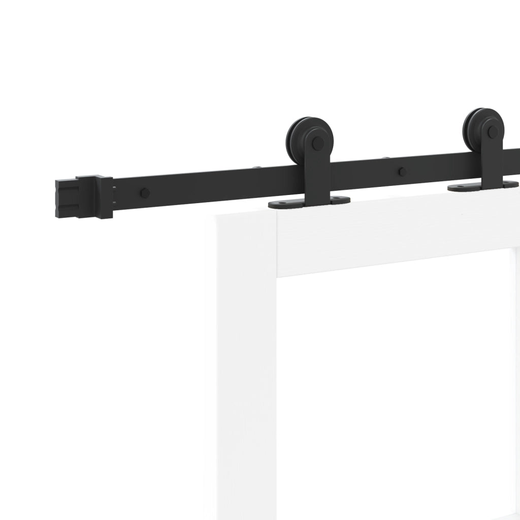 Porta Scorrevole con Set di Ferramenta 'ORKDAL'Bianco in Legno Massello e Vetro