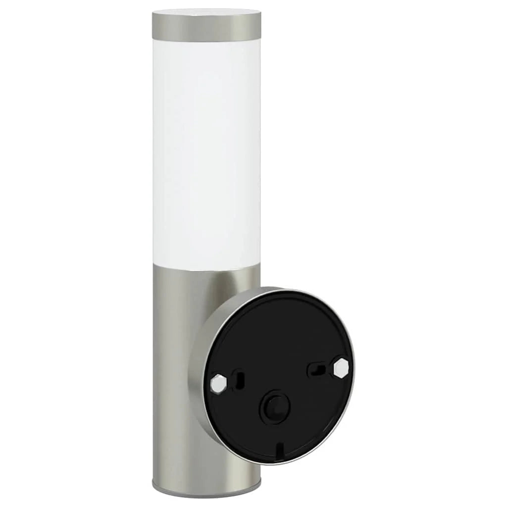 Set di 2 moderne lampade da parete cilindriche per esterni 15 x 7,5 x 33 cm in acciaio inox argento 02_0056500